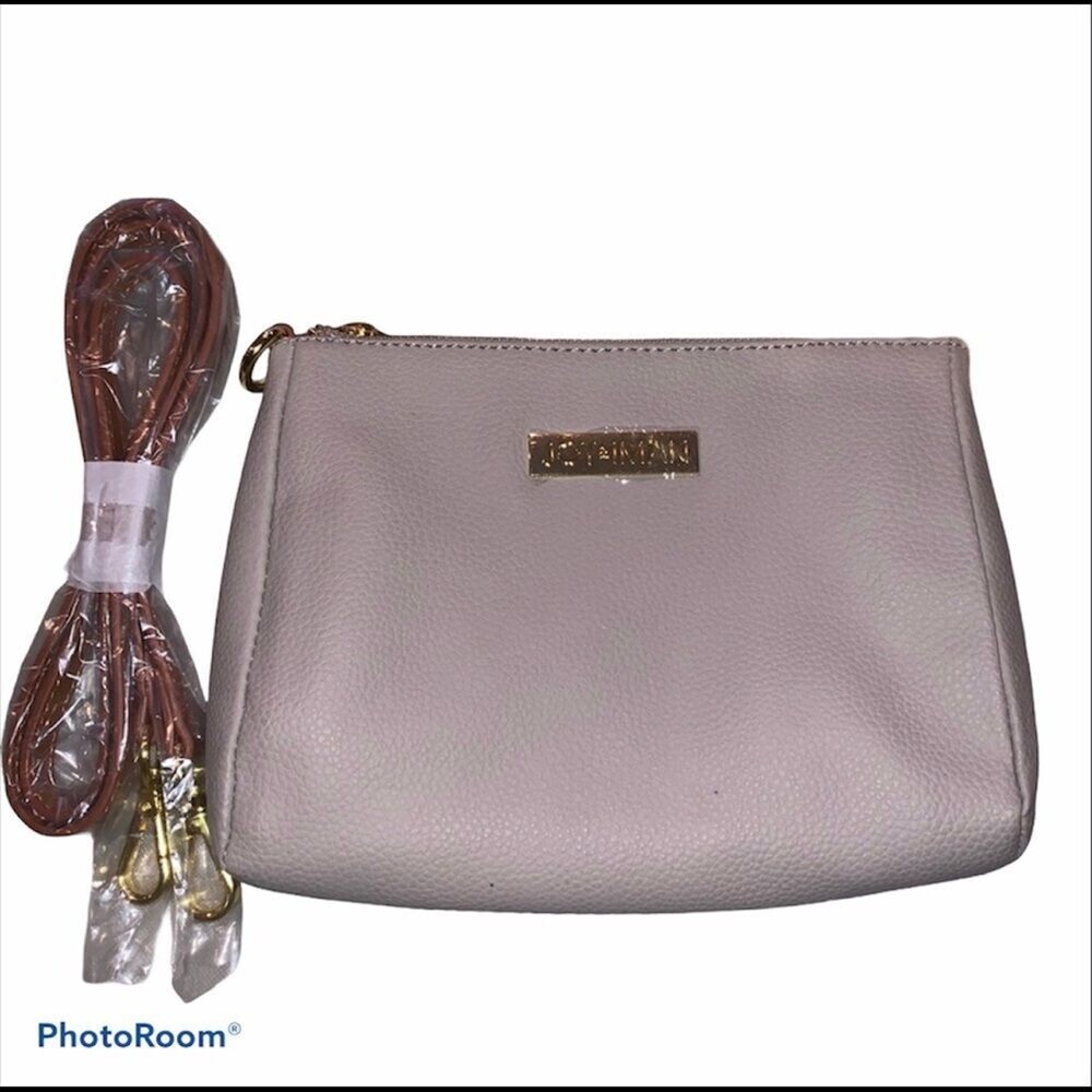 Joy & Iman purse small bag with shoulder strap beige pebbled leather crossbody